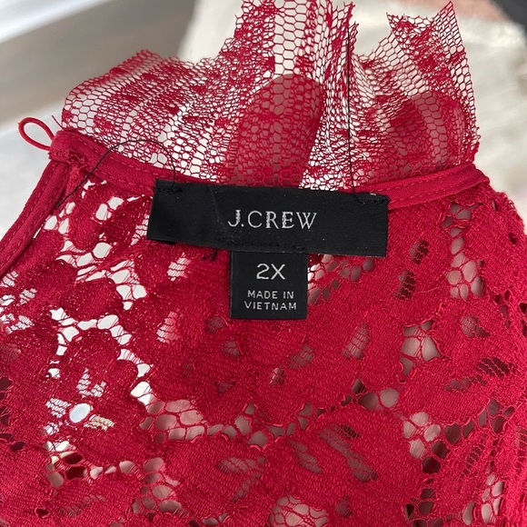 J. Crew Red Lace Top with Tulle Ruffle 2X $128 - Picture 8 of 10
